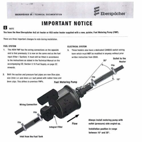 Espar Eberspächer 12V S2 D2L B2L M2 D4L D4R Diesel Heater Fuel Pump 224552030000